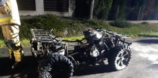 Pożar quada w Dziewinie – pojazd doszczętnie spłonął