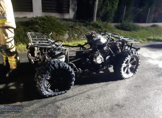 Pożar quada w Dziewinie – pojazd doszczętnie spłonął