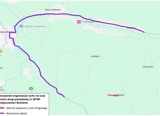 Utrudnienia w ruchu. Zamknięcie drogi powiatowej w miejscowości Borówna