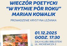 Biblioteka w Bochni. W poniedziałek wieczór poetycki Mariana Kowalika