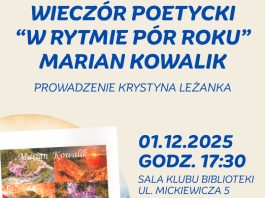 Biblioteka w Bochni. W poniedziałek wieczór poetycki Mariana Kowalika