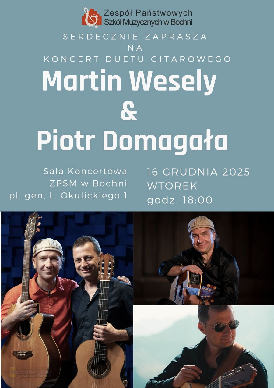 KONCERT. Duet gitarowy Martin Wesely & Piotr Domagała zagra w Bochni