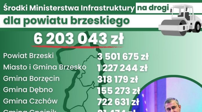 Ponad 6,2 mln zł na inwestycje drogowe w powiecie brzeskim – LISTA