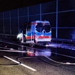 Pożar karetki na A4 koło Bochni. Zablokowana jezdnia w kierunku Krakowa