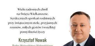Życzenia od Krzysztofa Nowaka radnego Sejmiku Województwa Małopolskiego