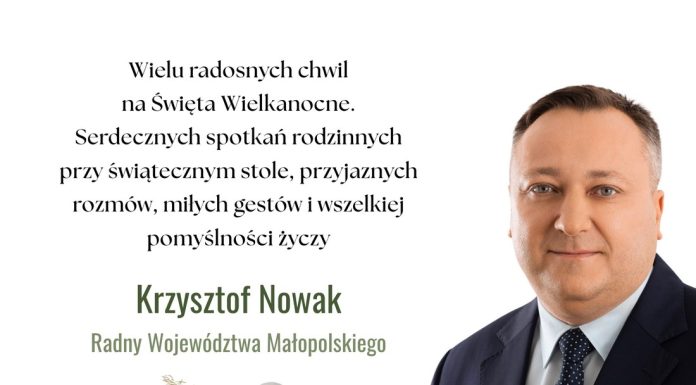 Życzenia od Krzysztofa Nowaka radnego Sejmiku Województwa Małopolskiego