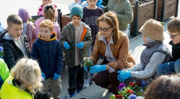 Burmistrz z przedszkolakami sadziła kwiaty na Rynku – ZDJĘCIA