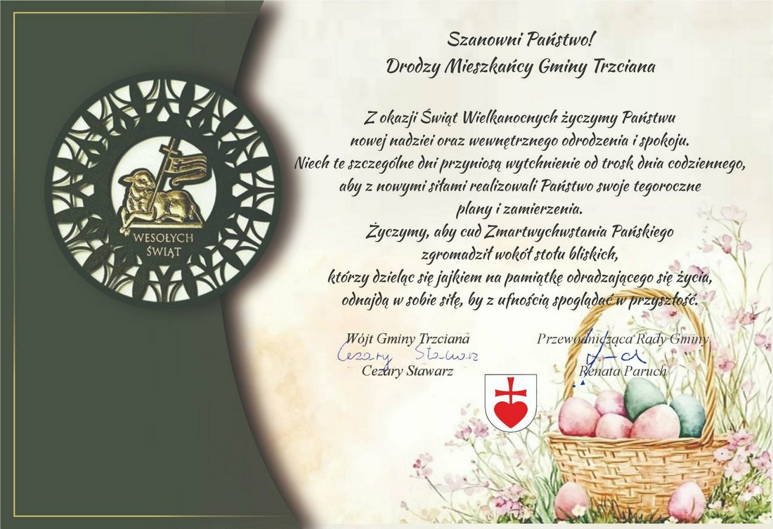 Życzenia od władz Gminy Trzciana