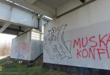 Bochnia. Wandale musieli usunąć swoje graffiti z wiaduktu kolejowego