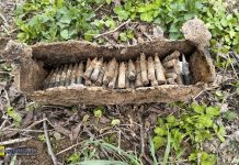 Gdów. Skrzynka z amunicją z czasów II wojny światowej znaleziona w sadzie