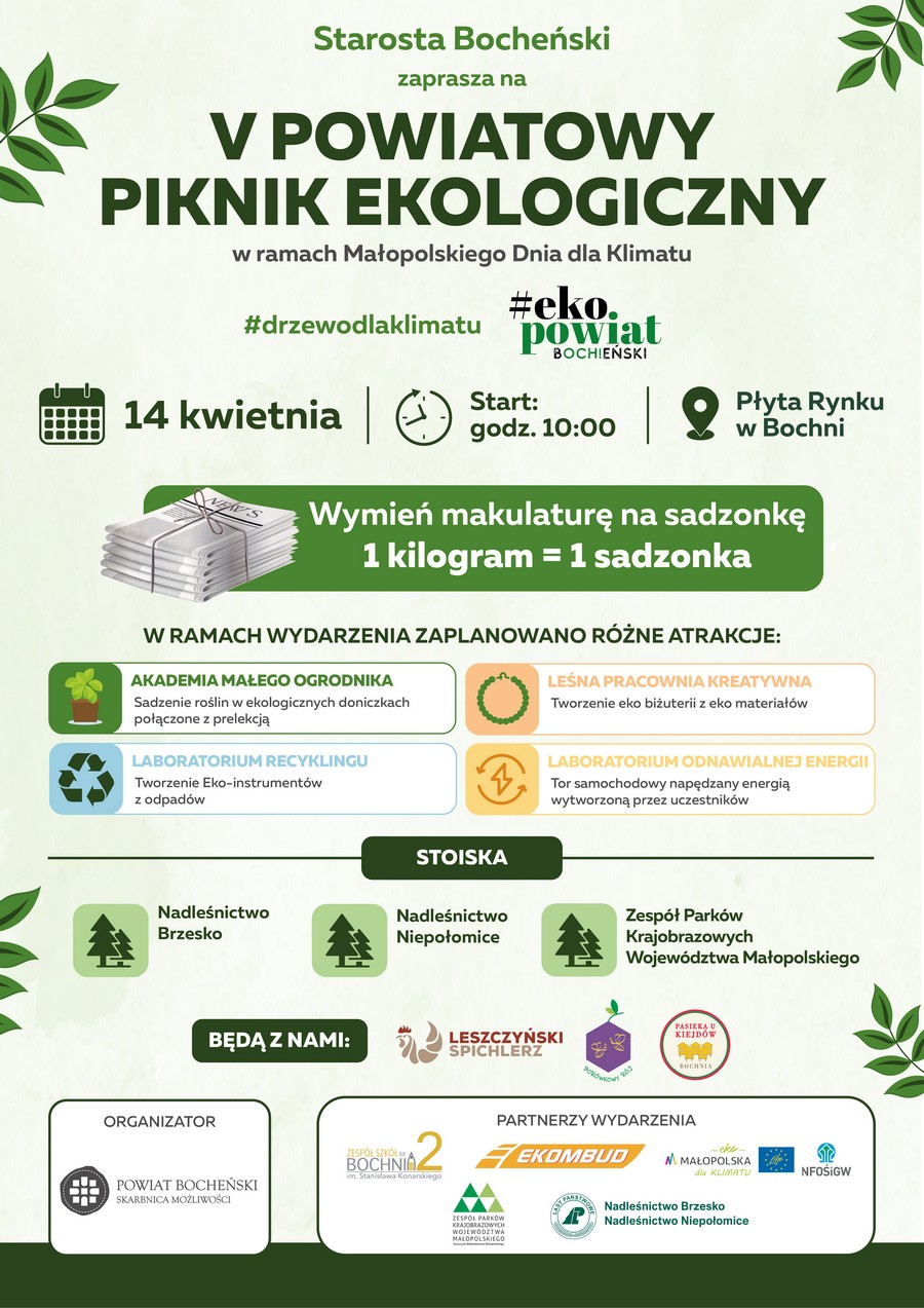 Przynieś makulaturę, odbierz drzewko. We wtorek V Powiatowy Piknik Ekologiczny