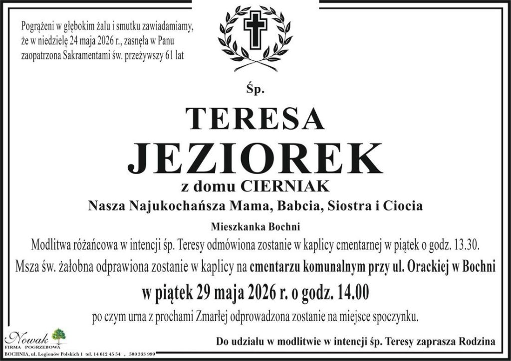 Klepsydra – Śp. Teresa Jeziorek
