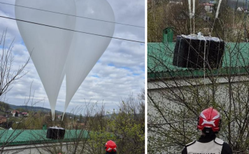 Balony z paczkami znalezione w Iwkowej. Na miejscu strażacy i policja – ZDJĘCIA