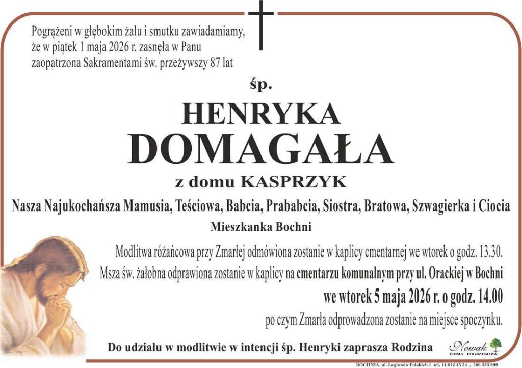 Klepsydra – Śp. Henryka Domagała
