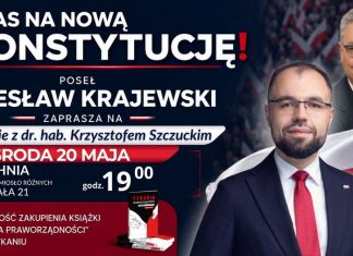 „Czas na nową konstytucję” – spotkanie w Bochni z posłami Wiesławem Krajewskim i Krzysztofem Szczuckim