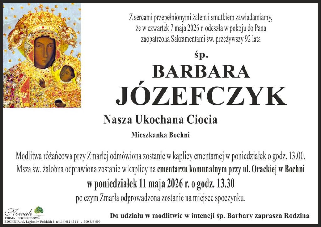Klepsydra – Śp. Barbara Józefczyk