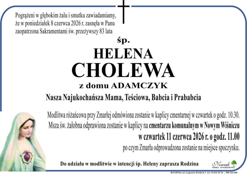 Klepsydra – Śp. Helena Cholewa