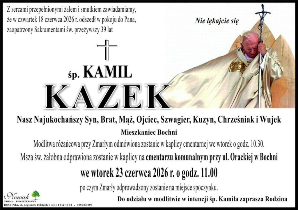 Klepsydra – Śp. Kamil Kazek