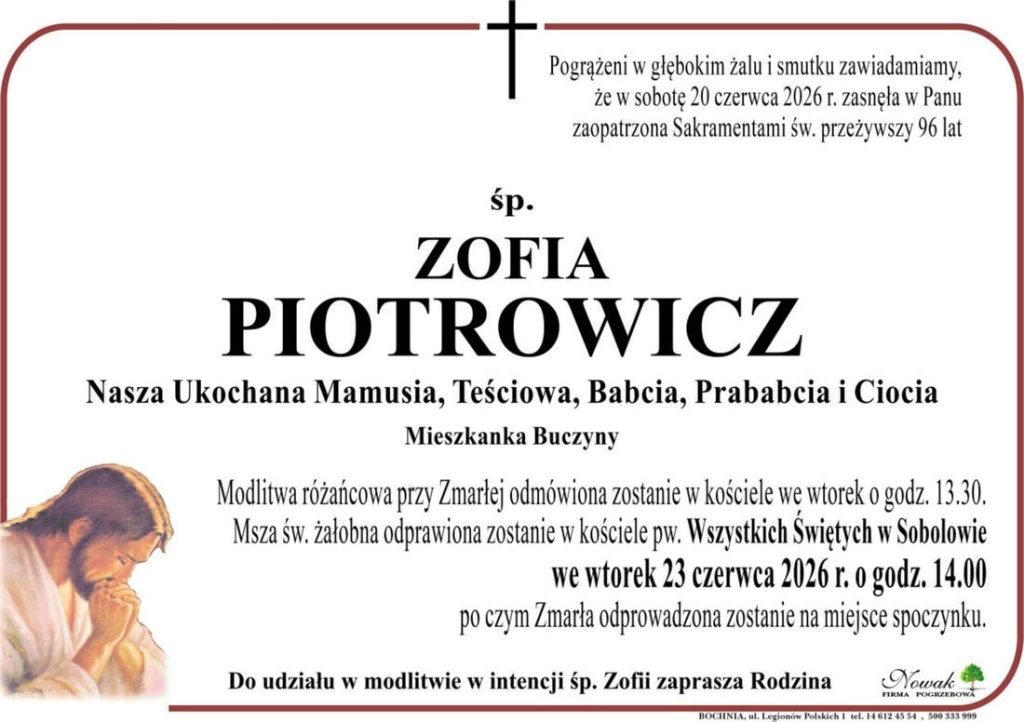 Klepsydra – Śp. Zofia Piotrowicz