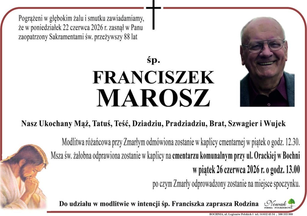 Klepsydra – Śp. Franciszek Marosz