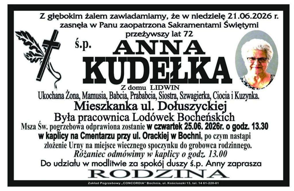 Klepsydra – Śp. Anna Kudełka