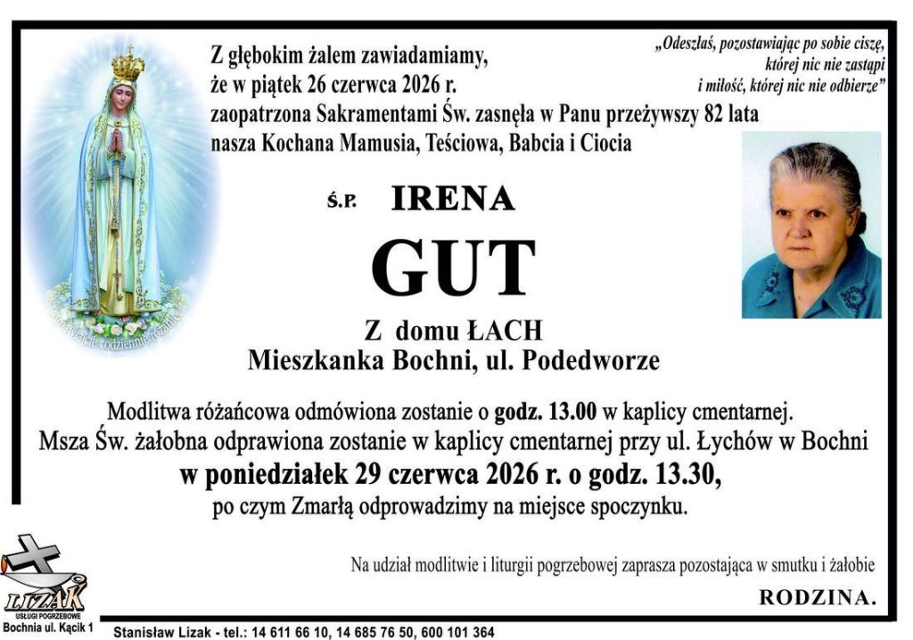 Klepsydra – Śp. Irena Gut