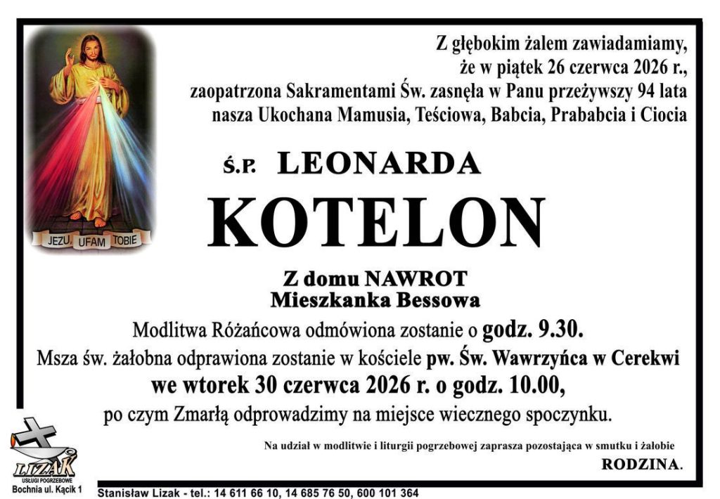 Klepsydra – Śp. Leonarda Kotelon