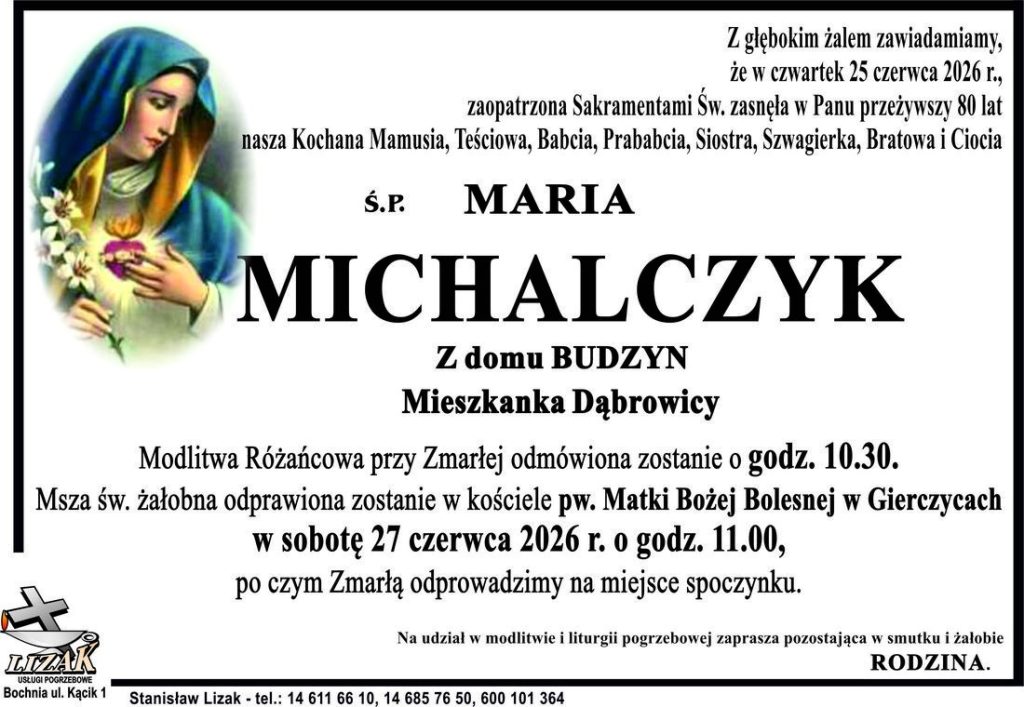 Klepsydra – Śp. Maria Michalczyk