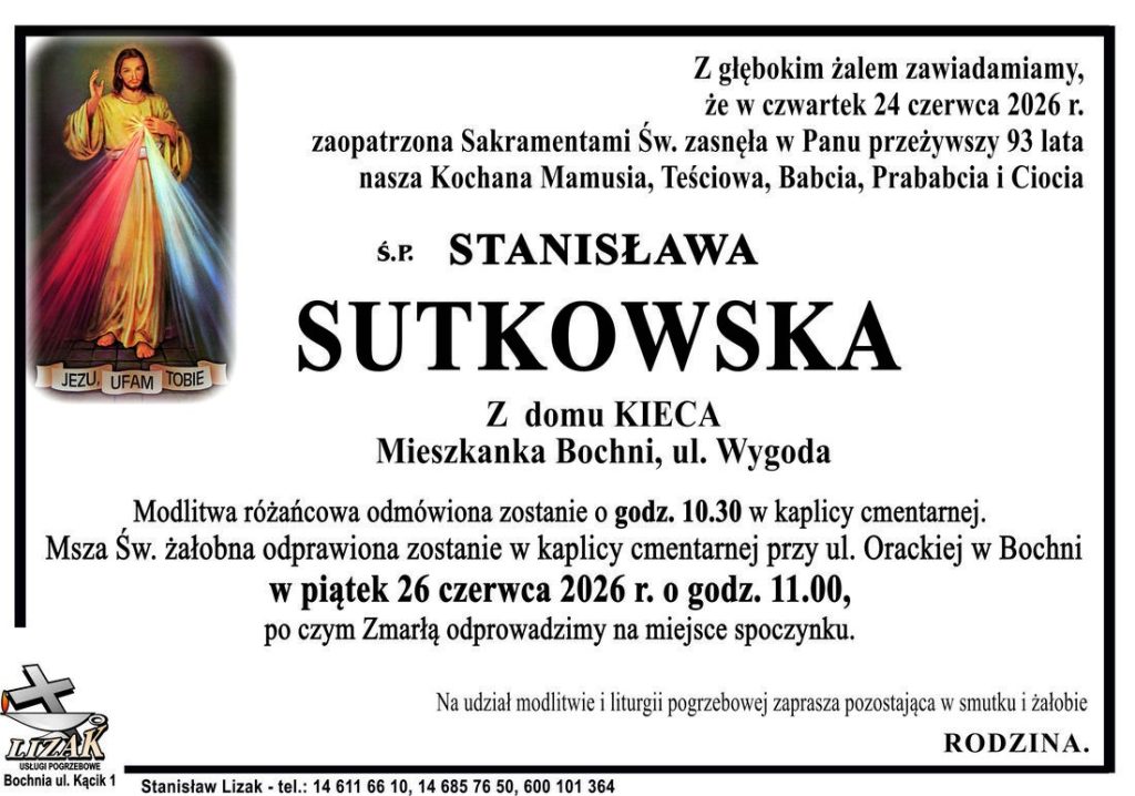 Klepsydra – Śp. Stanisława Sutkowska