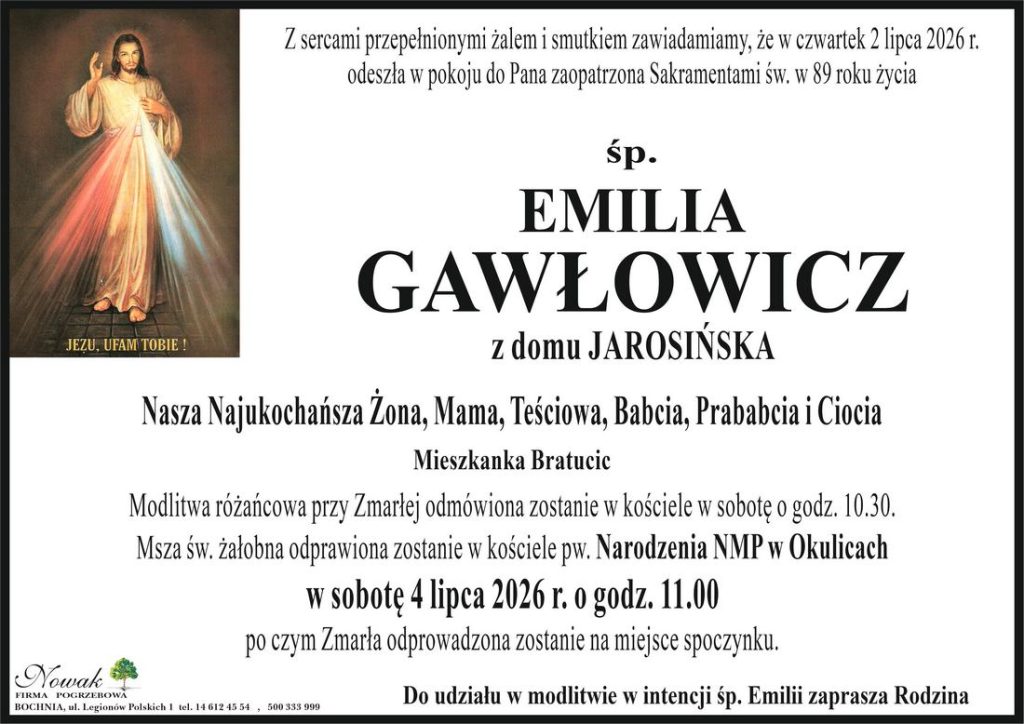 Klepsydra – Śp. Emilia Gawłowicz